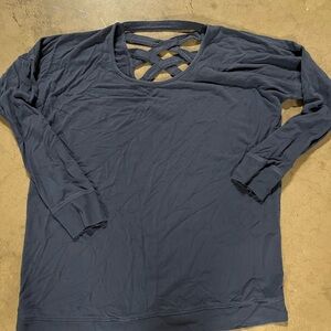 Athleta Dark Blue Long Sleeve Top with Crisscross Back
